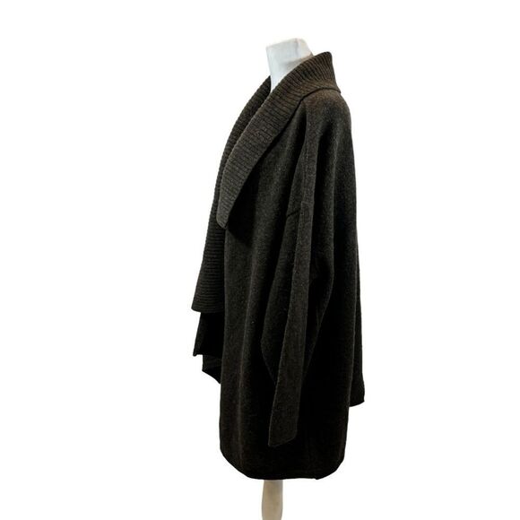 Women’s‎ Ivan Grundhal Brown Shetland Wool Asymmetrical Cardigan Sweater Medium - Picture 4 of 13